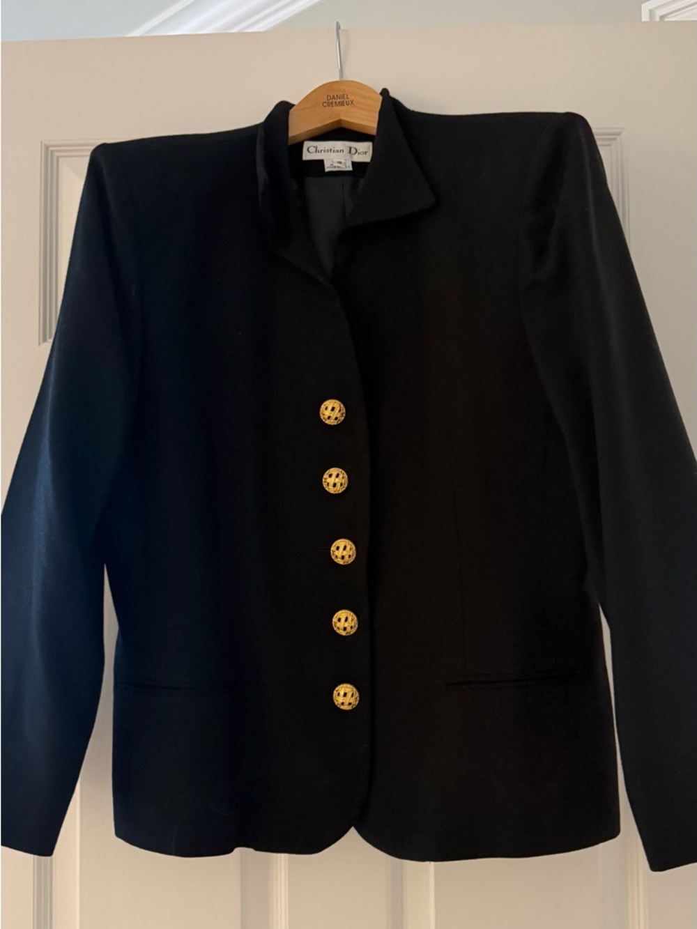 Dior Black Wool Blazer with Gold Buttons